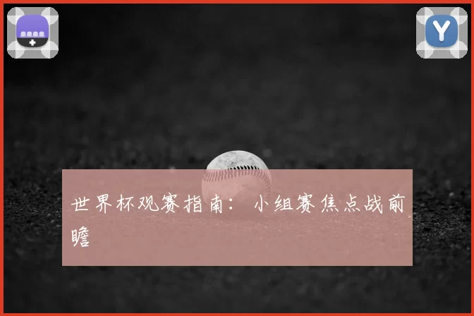 世界杯观赛指南：小组赛焦点战前瞻